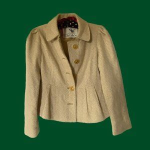 Size 4 - Anthropologie Yellow / Gold / Tan tweed jacket